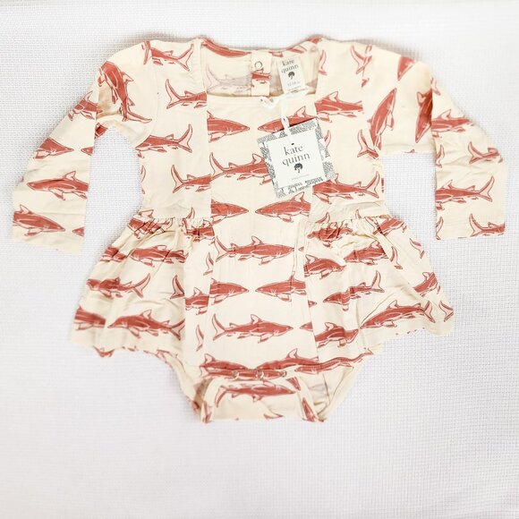 Kate Quinn LS Long Sleeve Ballerina Bubble Cedar Shark 12-18 Months Bamboo New - Picture 10 of 16